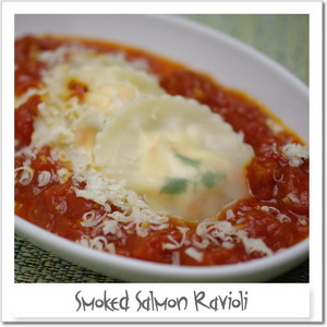スモークサーモンのラビオリ