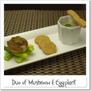 マッシュルームと茄子のデュオ、biiinoさんのクラッカーを添えて