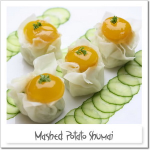 マッシュポテト・シュウマイ～ウズラ卵黄の味噌漬けと共に～