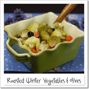 冬野菜とオリーブのロースト、レモン風味
